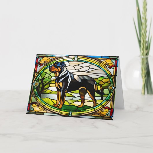 Carte Vitreaux de Rottweiler mignon (Devant)