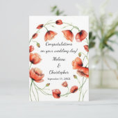 Carte Vivid Watercolor Poppies Mariages Félicitations (Debout devant)