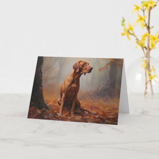 Carte Vizsla à l'automne Feuilles automne Inspire (Fleur jaune)