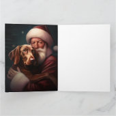 Carte Vizsla avec Noël Festif du Père Noël (Intérieur)