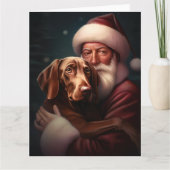 Carte Vizsla avec Noël Festif du Père Noël (Devant)