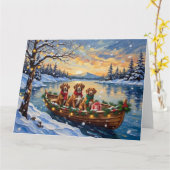 Carte Vizsla Christmas Boat Holiday (Fleur jaune)