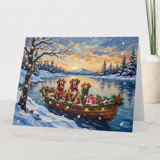 Carte Vizsla Christmas Boat Holiday (Devant)