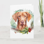 Carte Vizsla Christmas Wreath Festive Pup (Devant)