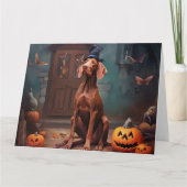 Carte Vizsla Citrouille Halloween effroi (Devant)