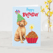 Carte Vizsla Cupcake (Fleur jaune)