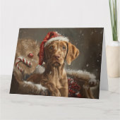 Carte Vizsla de Noël Fête (Devant)