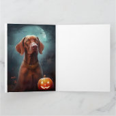 Carte Vizsla d'Halloween avec la peur Citrouille (Intérieur)