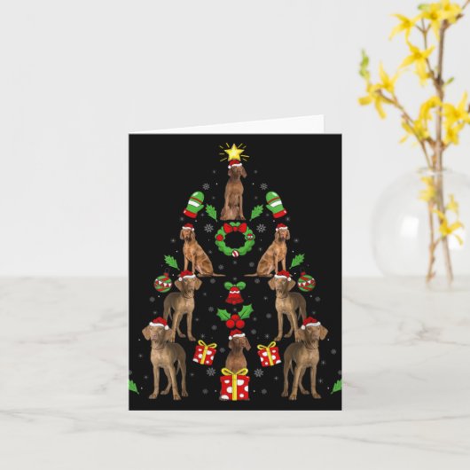 Carte Vizsla Dog Xmas Lighting Tree Vizsla Christmas V N (Fleur jaune)