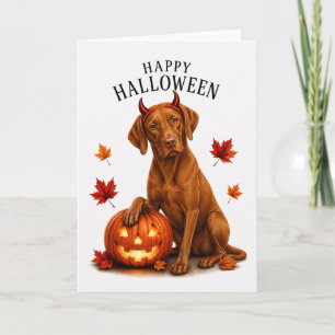 Carte Vizsla Halloween Diable Chien