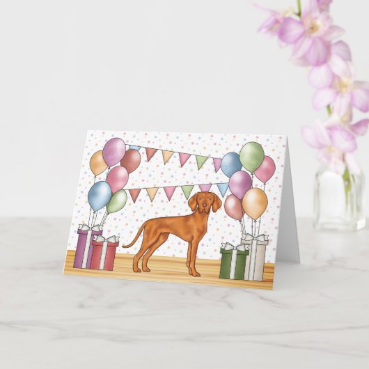Carte Vizsla hongroise coloré Pastel Joyeux Anniversaire (Orchidée)