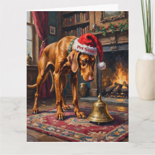 Carte Vizsla Pointer Stance Cloche de Noël