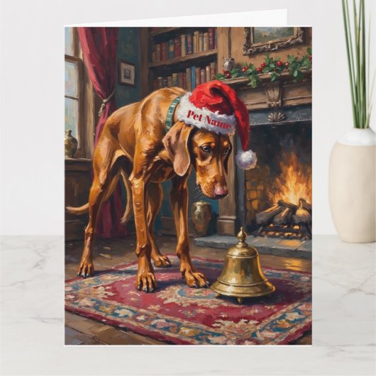 Carte Vizsla Pointer Stance Cloche de Noël (Devant)
