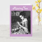 Carte Vntage Image of Lady Sewing Greeting Card (Fleur jaune)
