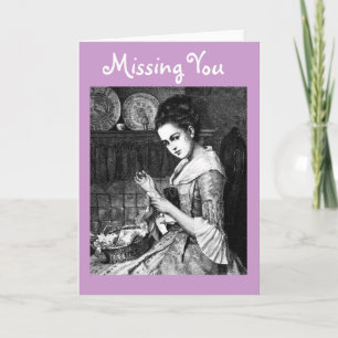 Carte Vntage Image of Lady Sewing Greeting Card