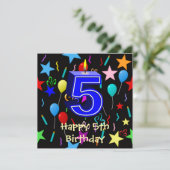 Carte Vœu d'anniversaire 5 ans joyeux (Debout devant)