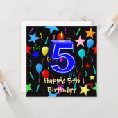 Carte Vœu d'anniversaire 5 ans joyeux (Devant/Arrière en situation)