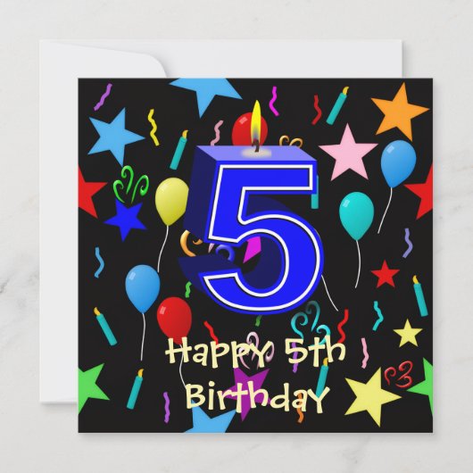 Carte Vœu d'anniversaire 5 ans joyeux (Devant)