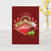 Carte Vœu d'anniversaire de casino (Fleur jaune)