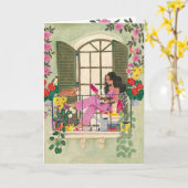 Carte Vœu d'anniversaire détendu femme (Fleur jaune)