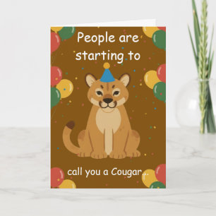Carte Vœu d'anniversaire drôle de cougar pour des amis p