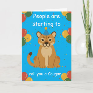 Carte Vœu d'anniversaire drôle de couguar pour des amis