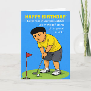 Carte voeu drôle de joyeux anniversaire pour frère golfe