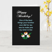 Carte voeu joyeux anniversaire belle-soeur (Fleur jaune)