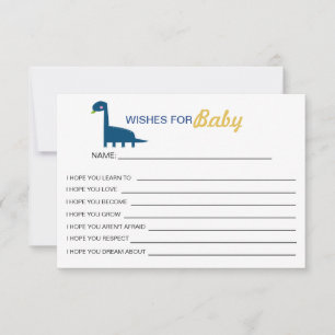 Carte Voeux Bleu Bébé Dinosaur Cute Jaune Moderne