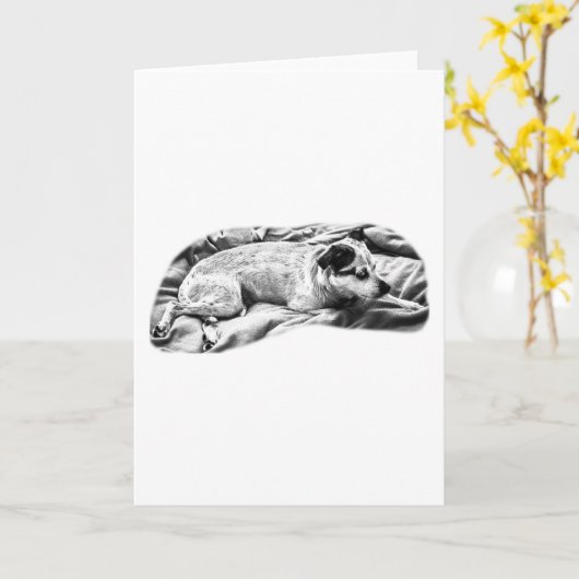 Carte Vœux chaleureux d'un chiot vigilant (Fleur jaune)