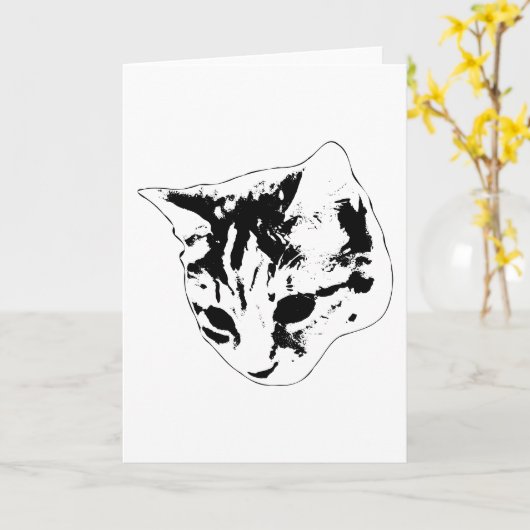 Carte Vœux chaleureux, note féline (Fleur jaune)