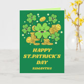 Carte Vœux chanceux de la Saint-Patrick (Fleur jaune)
