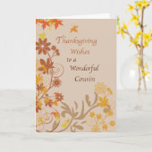 Carte Voeux d'action de grâces pour Cousin aux feuilles  (Fleur jaune)