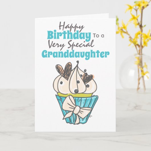 Carte voeux d'anniversaire à Cupcake (Fleur jaune)