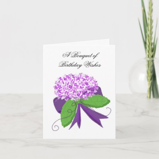 Carte Vœux d'anniversaire à l'hydrangea pourpre (Devant)
