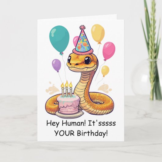 Carte Vœux d'anniversaire amusants de serpent de compagn (Devant)