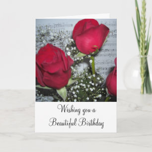 Carte Vœux d'anniversaire aux roses rouges