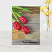 Carte voeux d'anniversaire avec tulipe rouge (Fleur jaune)