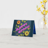 Carte "Voeux d'anniversaire brillants" (Fleur jaune)