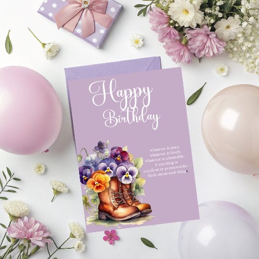 Carte Vœux d'anniversaire chrétiens Philippiens 4:8