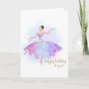 Carte Vœux d'anniversaire de ballerine élégante Annive