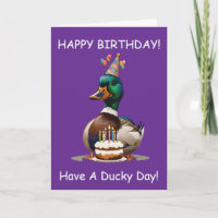 Vœux d'anniversaire de canard drôle et rires de gâ