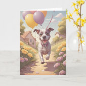 Carte Vœux d'anniversaire de chien (Fleur jaune)