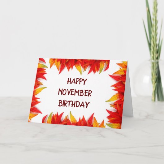 CARTE **VOEUX D'ANNIVERSAIRE DE NOVEMBRE** (Devant)