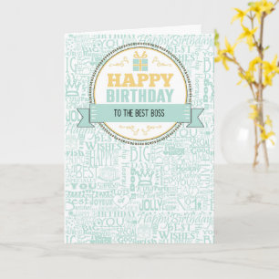 Carte Vœux d'anniversaire de patron Vert menthe et Jaune