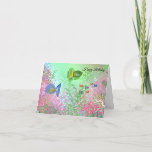Carte Vœux d'anniversaire de poisson coloré