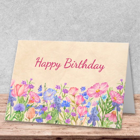 Carte Vœux d'anniversaire de printemps, conception flora