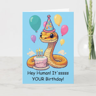 Carte Vœux d'anniversaire de serpent drôle de reptile de