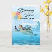 Carte Voeux d'anniversaire de Sous la tortue de mer (Fleur jaune)