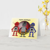 Carte Voeux d'anniversaire des robots Cool (Fleur jaune)
